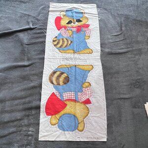 Springs Mills Raccoon Shovel Overall Cut‎ Sew Pillow Fabric Panel 7517 Vintage